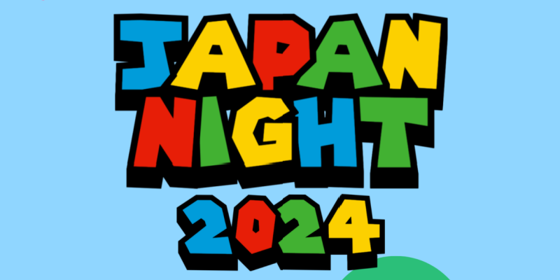 Japan Night in Super Mario Brothers font and colors