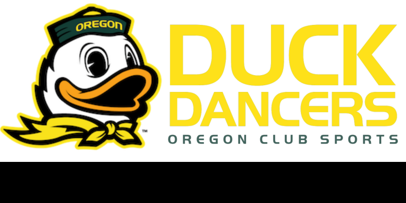 Duck Dancers Logo with yellow lettering an an image of Puddles the duck